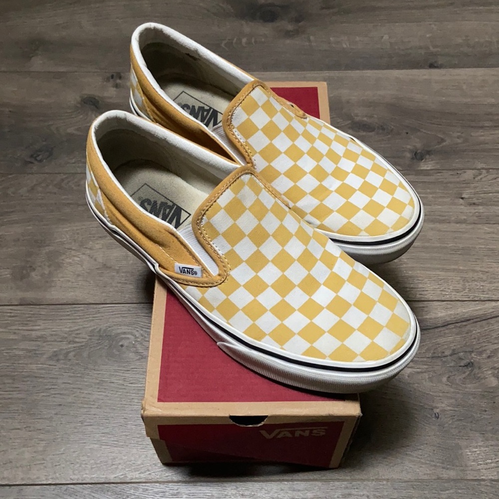 Vans Yellow Checkered Slip-Ons